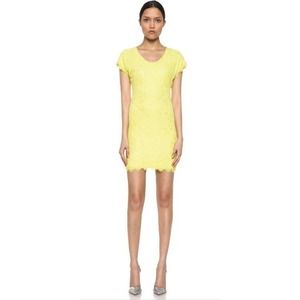 Diane Von Furstenberg Wanda Mini Yellow Lace Dress Size 6